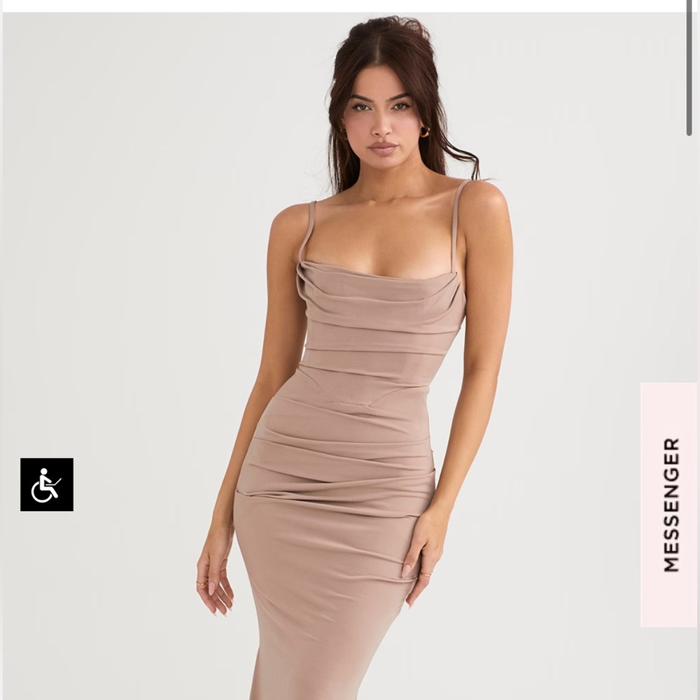 House of CB Milena Almond Jersey Corset Maxi Dress Gown in XS